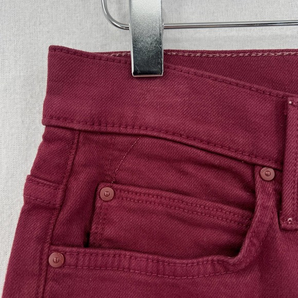 MOTHER Jeans Womens 32 Burgundy The Rascal Sliced Up Heel High Rise Slim NWOT - Picture 16 of 16